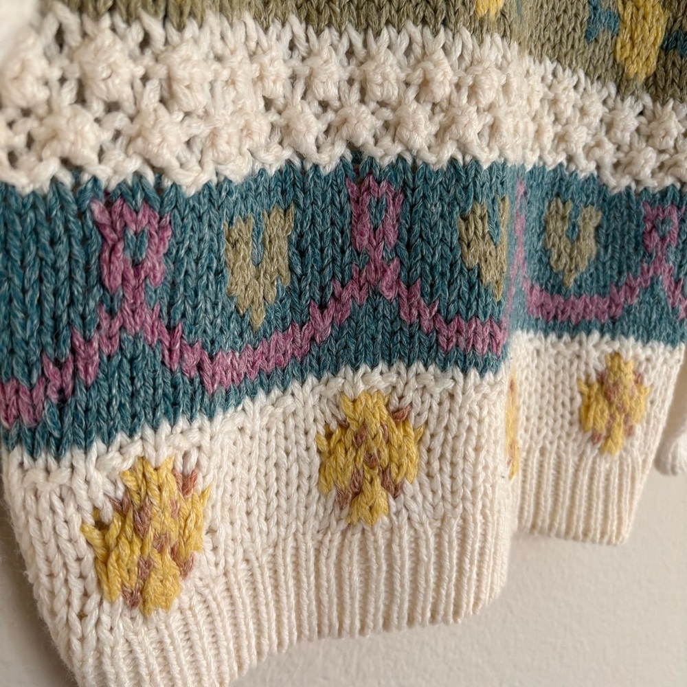 Vintage Hand Knit Mockneck Sweater - Picture 2 of 7